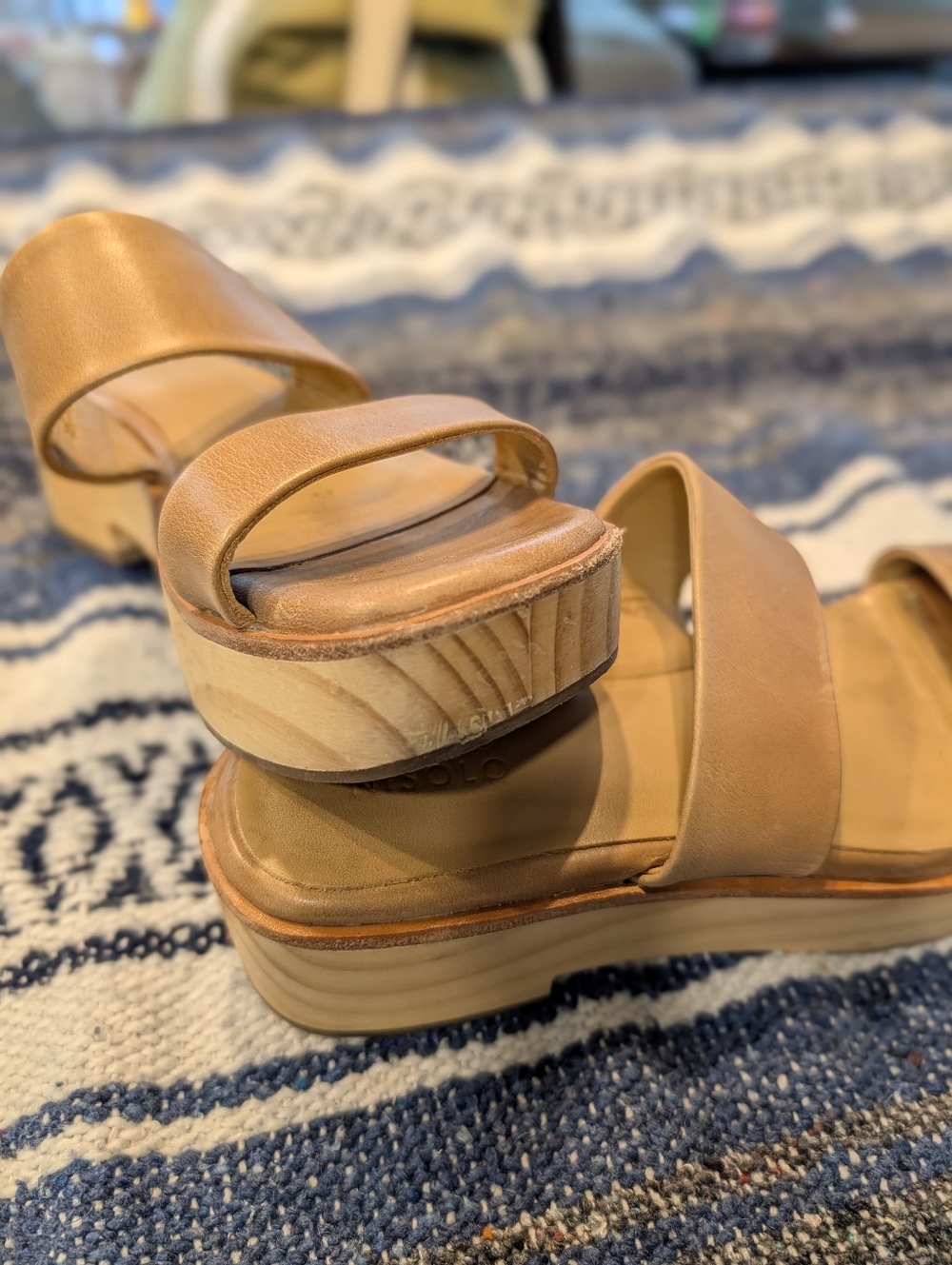 Nisolo All Day Ellie Clogs – Tan Leather Platform Sandals – Size 7.5 - Picture 10 of 11